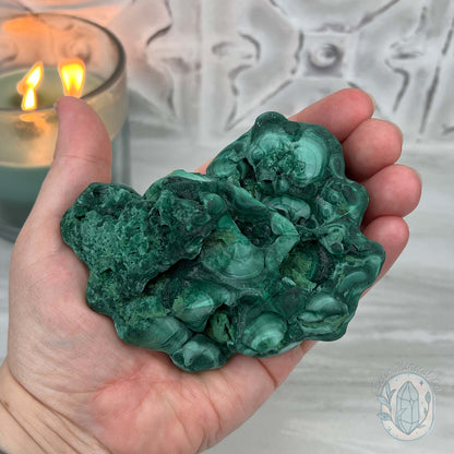 Silky Velvet Fibrous Malachite with Azurite Specimen