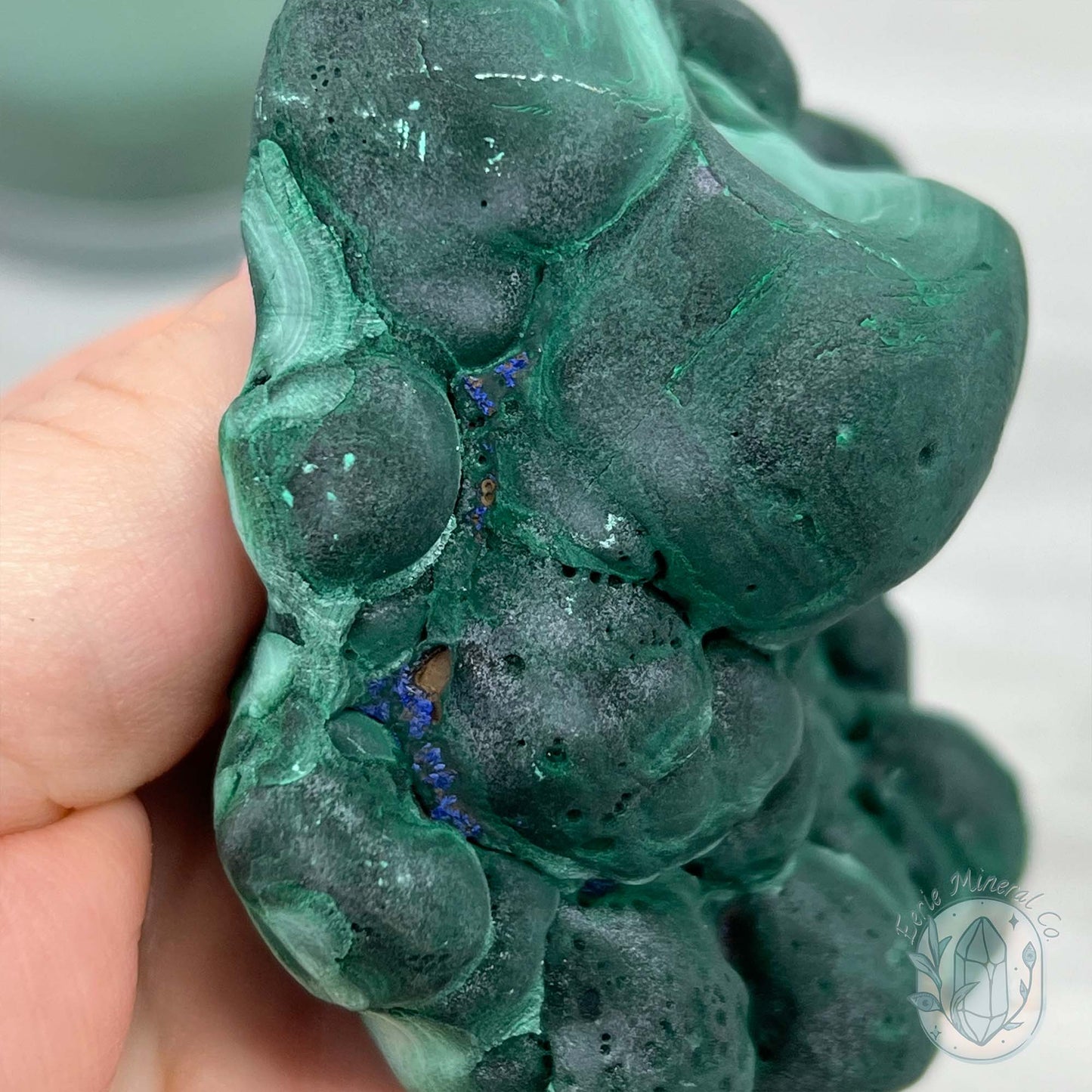 Silky Velvet Fibrous Malachite with Azurite Specimen
