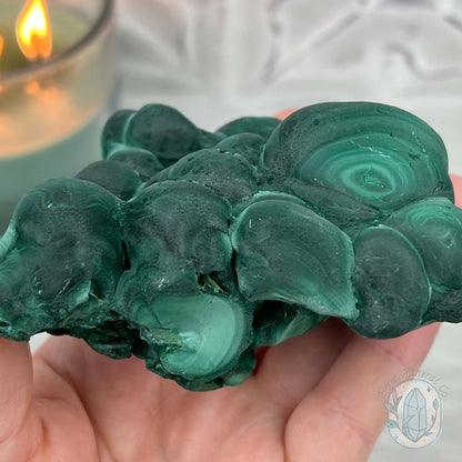 Silky Velvet Fibrous Malachite with Azurite Specimen