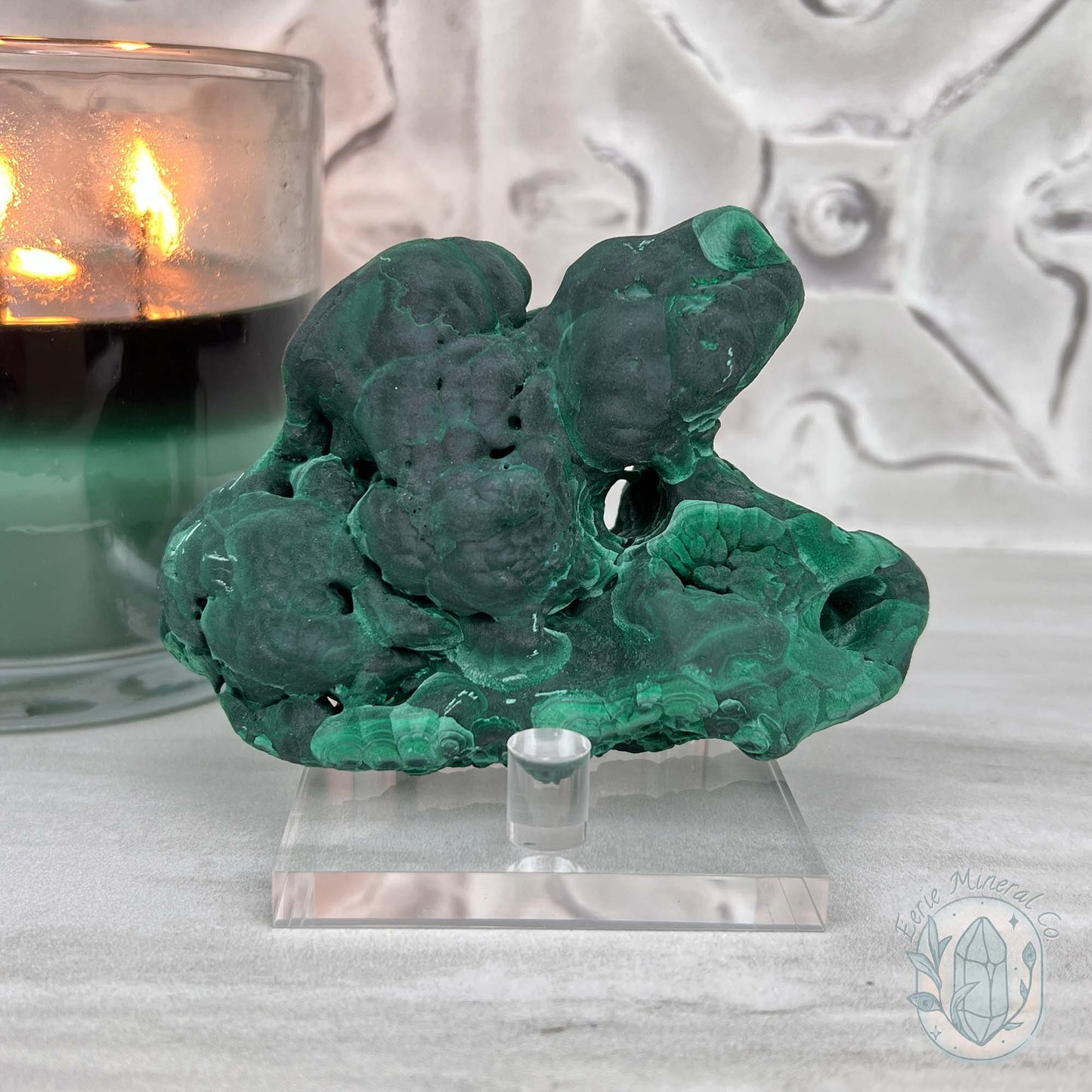 Silky Velvet Fibrous Malachite with Azurite Specimen