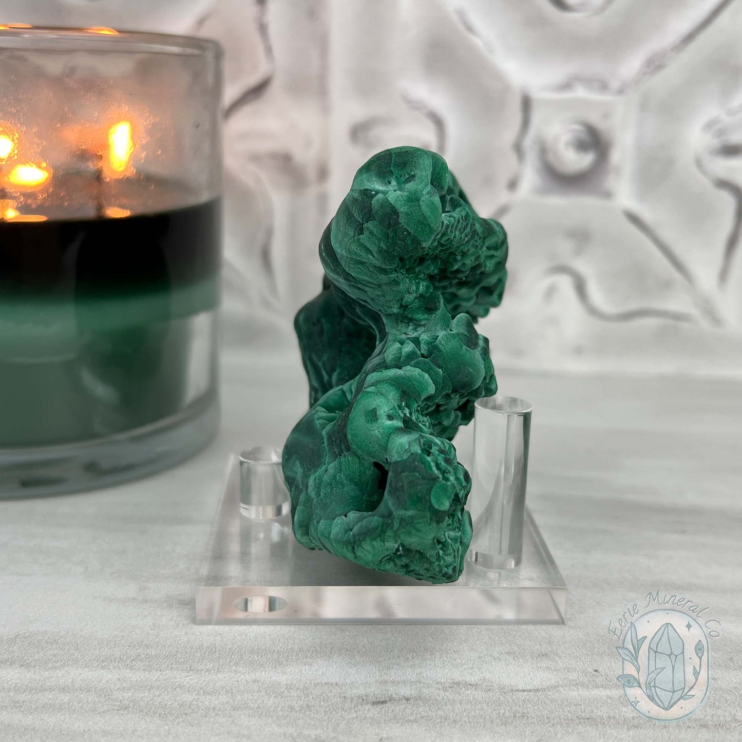 Silky Velvet Fibrous Malachite with Azurite Specimen