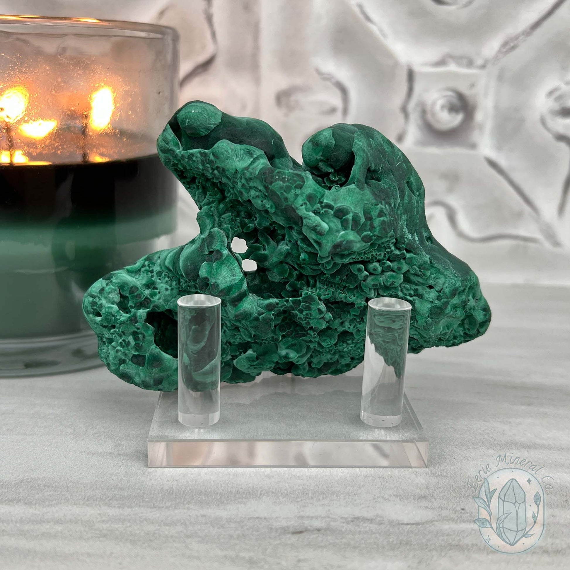 Silky Velvet Fibrous Malachite with Azurite Specimen