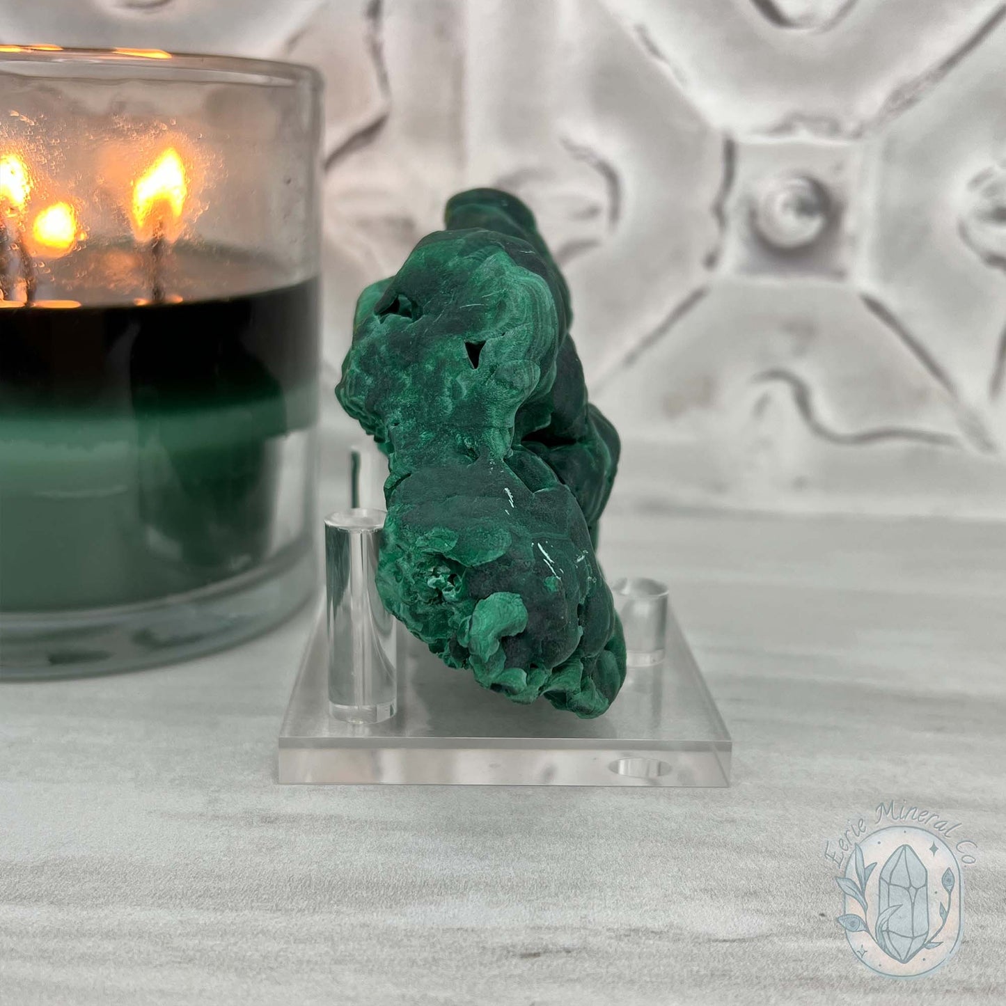 Silky Velvet Fibrous Malachite with Azurite Specimen