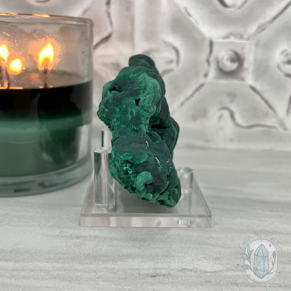 Silky Velvet Fibrous Malachite with Azurite Specimen
