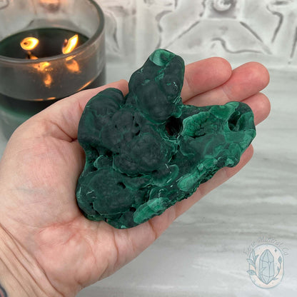 Silky Velvet Fibrous Malachite with Azurite Specimen