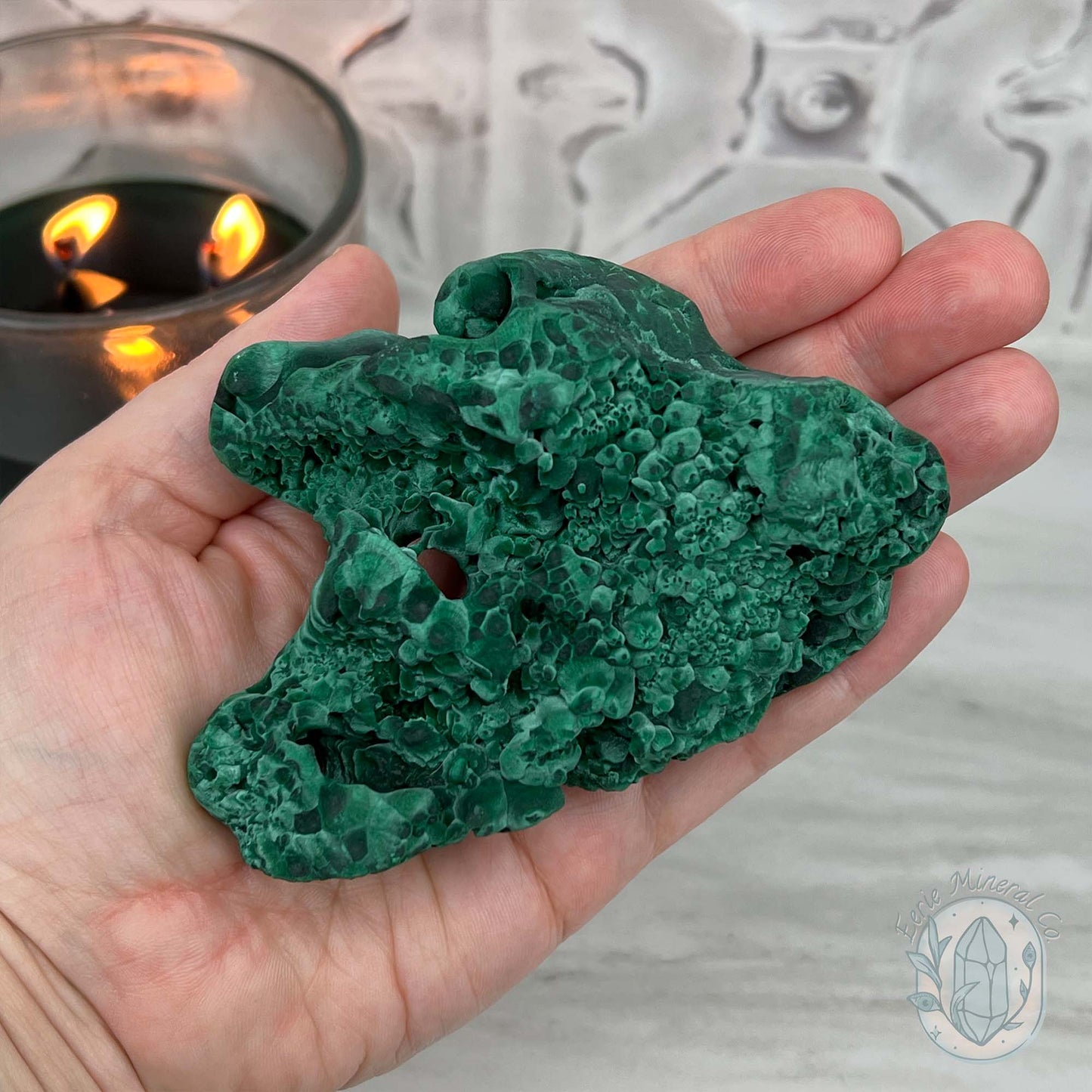 Silky Velvet Fibrous Malachite with Azurite Specimen
