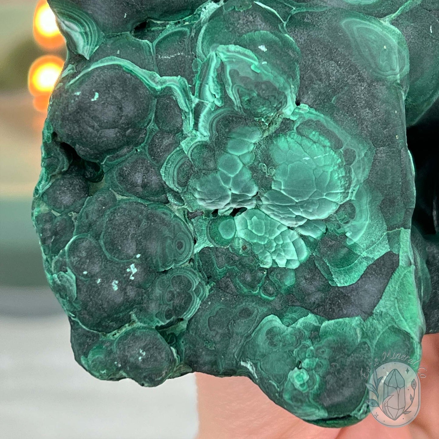 Silky Velvet Fibrous Malachite Specimen with Display Stand