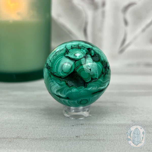 36mm Polished Malachite Sphere 90g in Weight