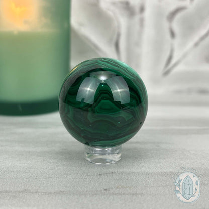 36mm Polished Malachite Sphere 90g in Weight