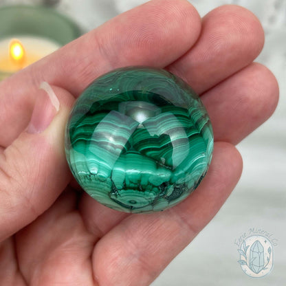 36mm Polished Malachite Sphere 90g in Weight