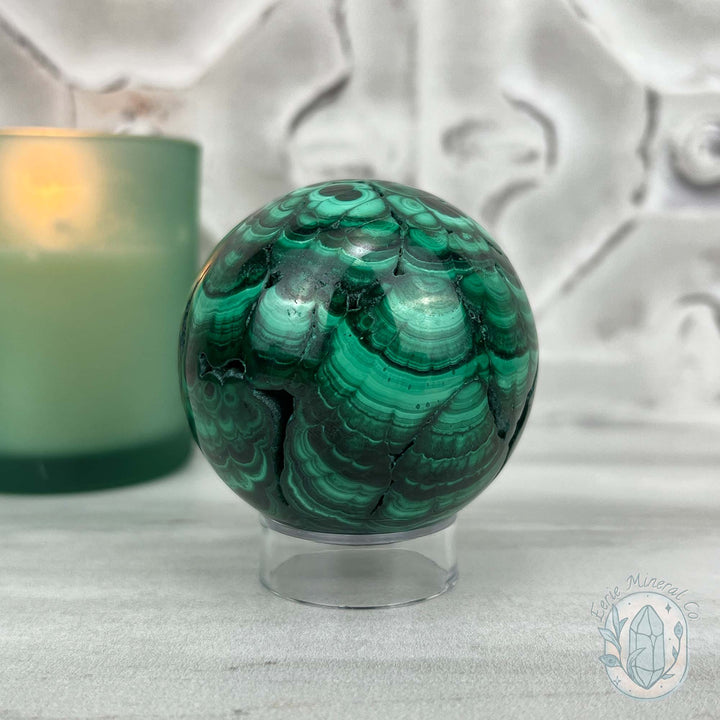 56mm Polished Malachite Sphere 340g in Weight