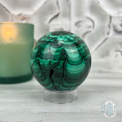 56mm Polished Malachite Sphere 340g in Weight