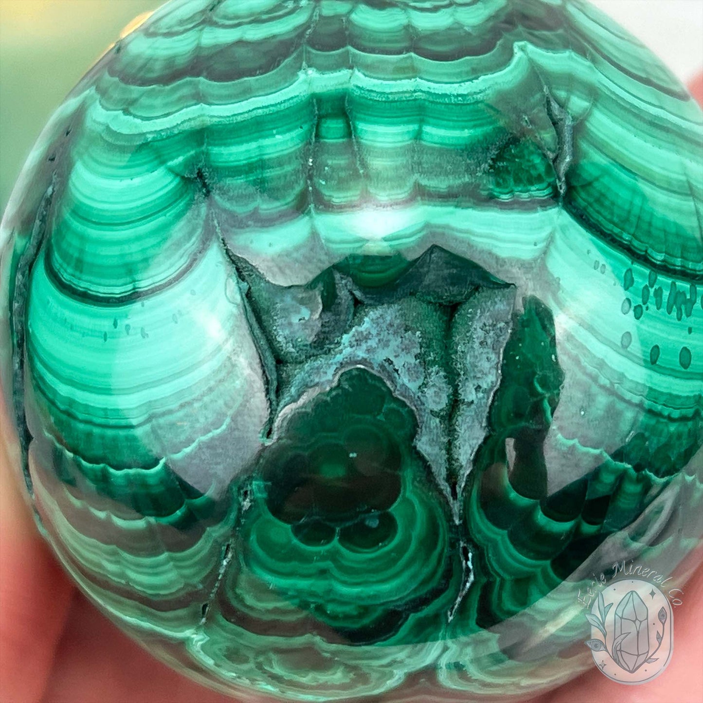 56mm Polished Malachite Sphere 340g in Weight