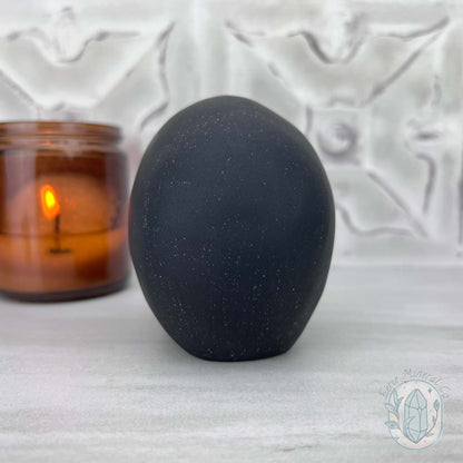 Black Obsidian Skull Carving with Matte Finish