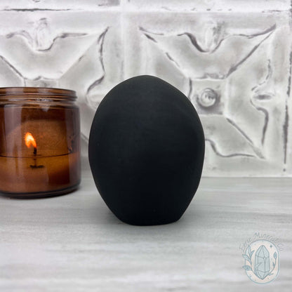 Black Obsidian Skull Carving with Matte Finish