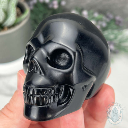 Black Obsidian Skull Carving