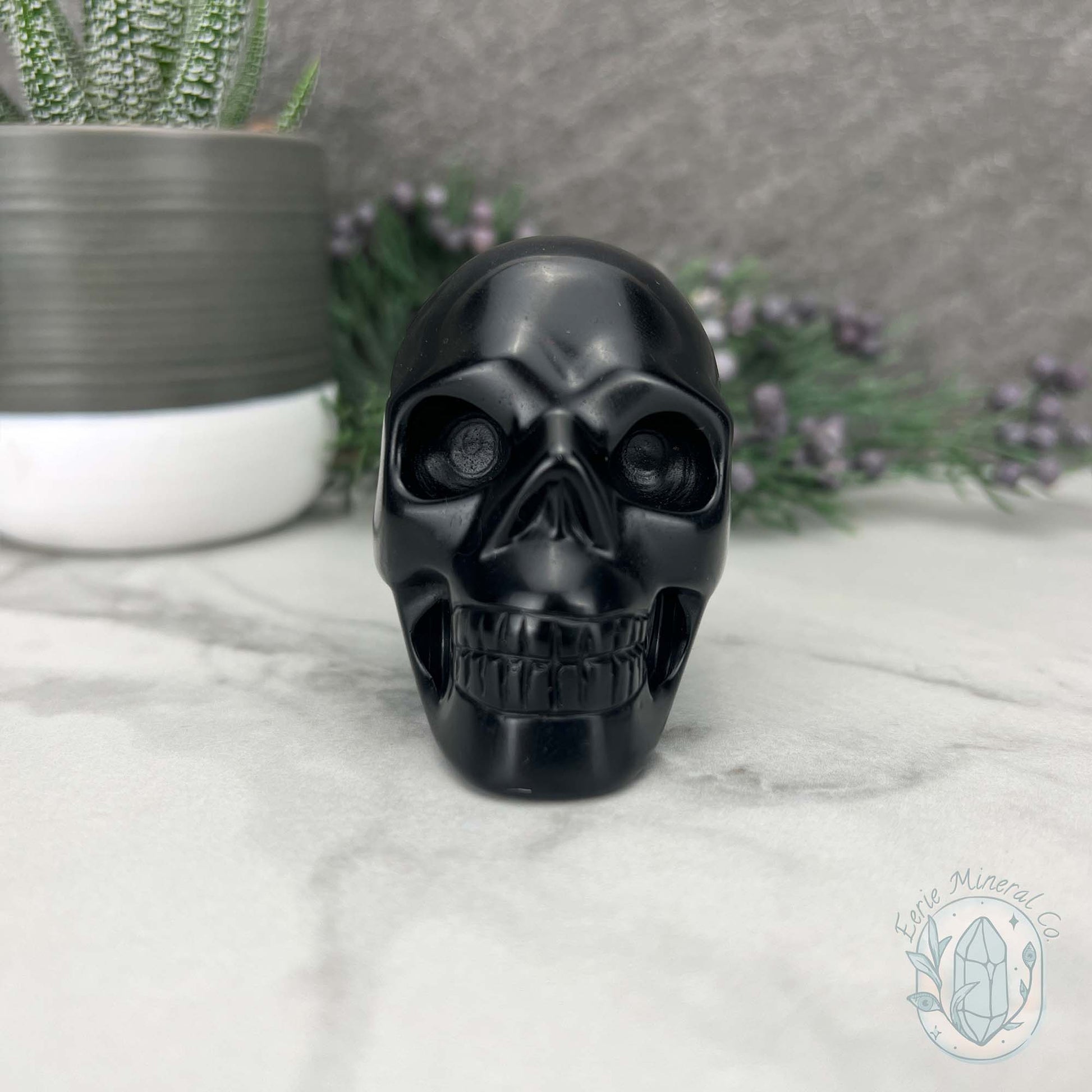 Black Obsidian Skull Carving