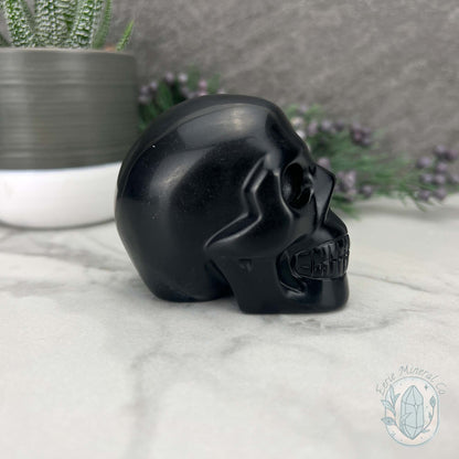 Black Obsidian Skull Carving