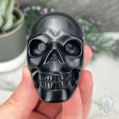 Black Obsidian Skull Carving