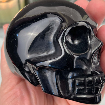 3.5" Polished Black Obsidian Skull Carving