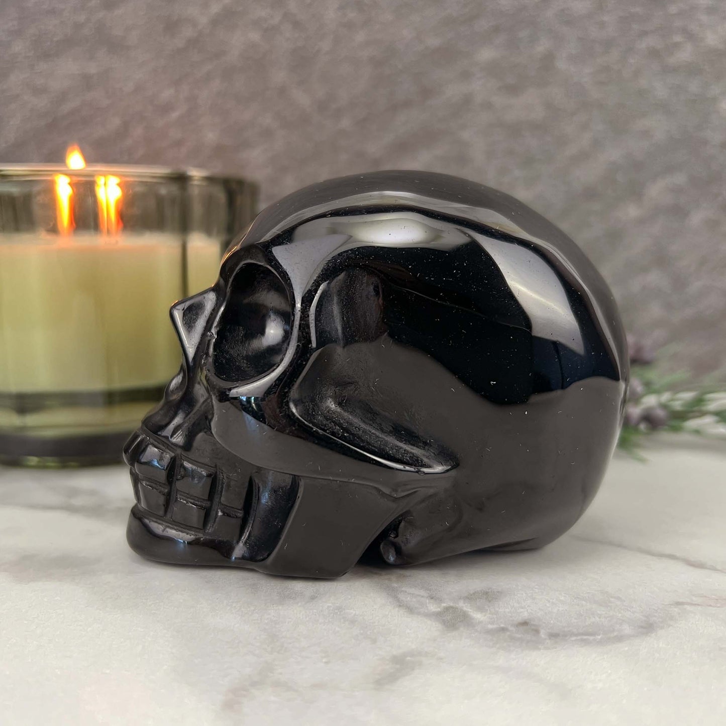3.5" Polished Black Obsidian Skull Carving