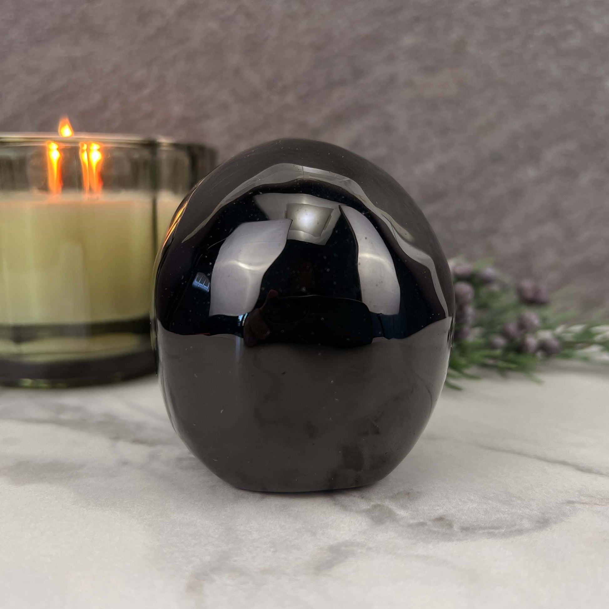 3.5" Polished Black Obsidian Skull Carving