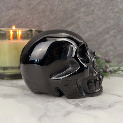 3.5" Polished Black Obsidian Skull Carving