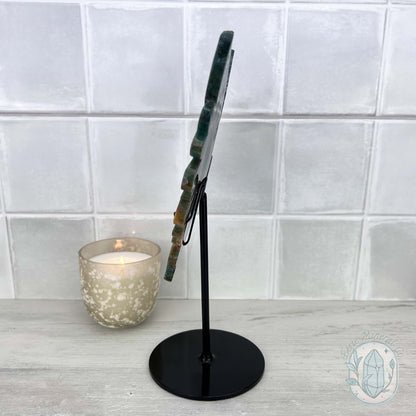 Polished Ocean Jasper Butterfly Wings on Stand