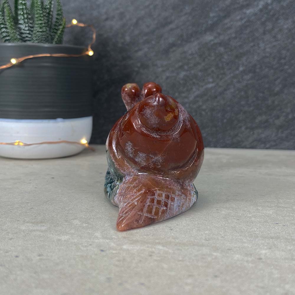 Polished Ocean Jasper Snail Carvings
