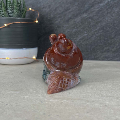 Polished Ocean Jasper Snail Carvings