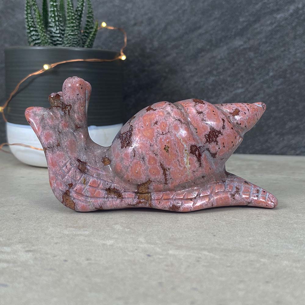 Polished Ocean Jasper Snail Carving