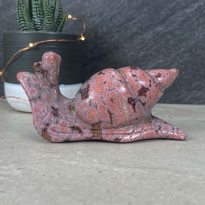 Polished Ocean Jasper Snail Carving