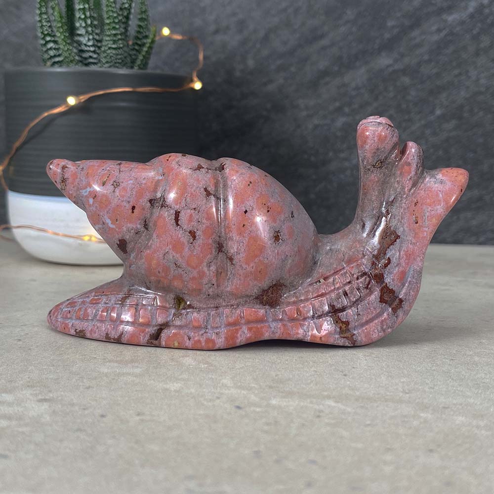 Polished Ocean Jasper Snail Carving