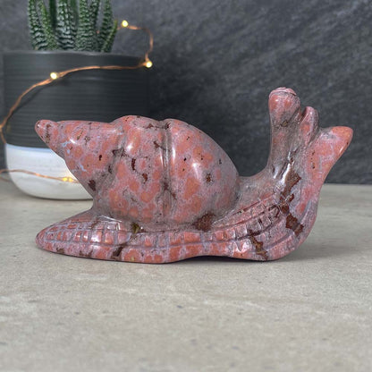 Polished Ocean Jasper Snail Carving
