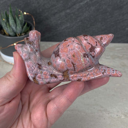 Polished Ocean Jasper Snail Carving