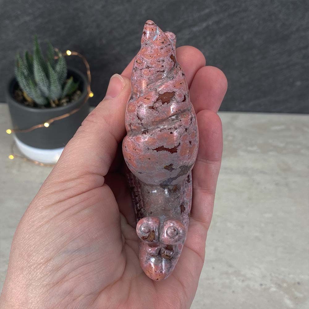 Polished Ocean Jasper Snail Carving