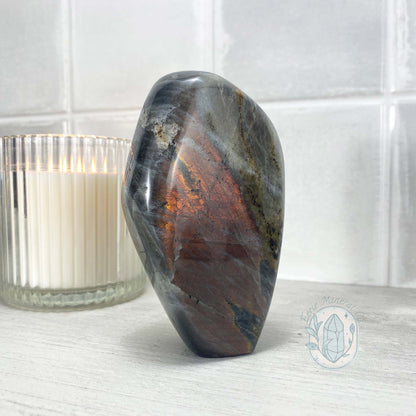 Polished Fiery Orange Flash Labradorite Freeform