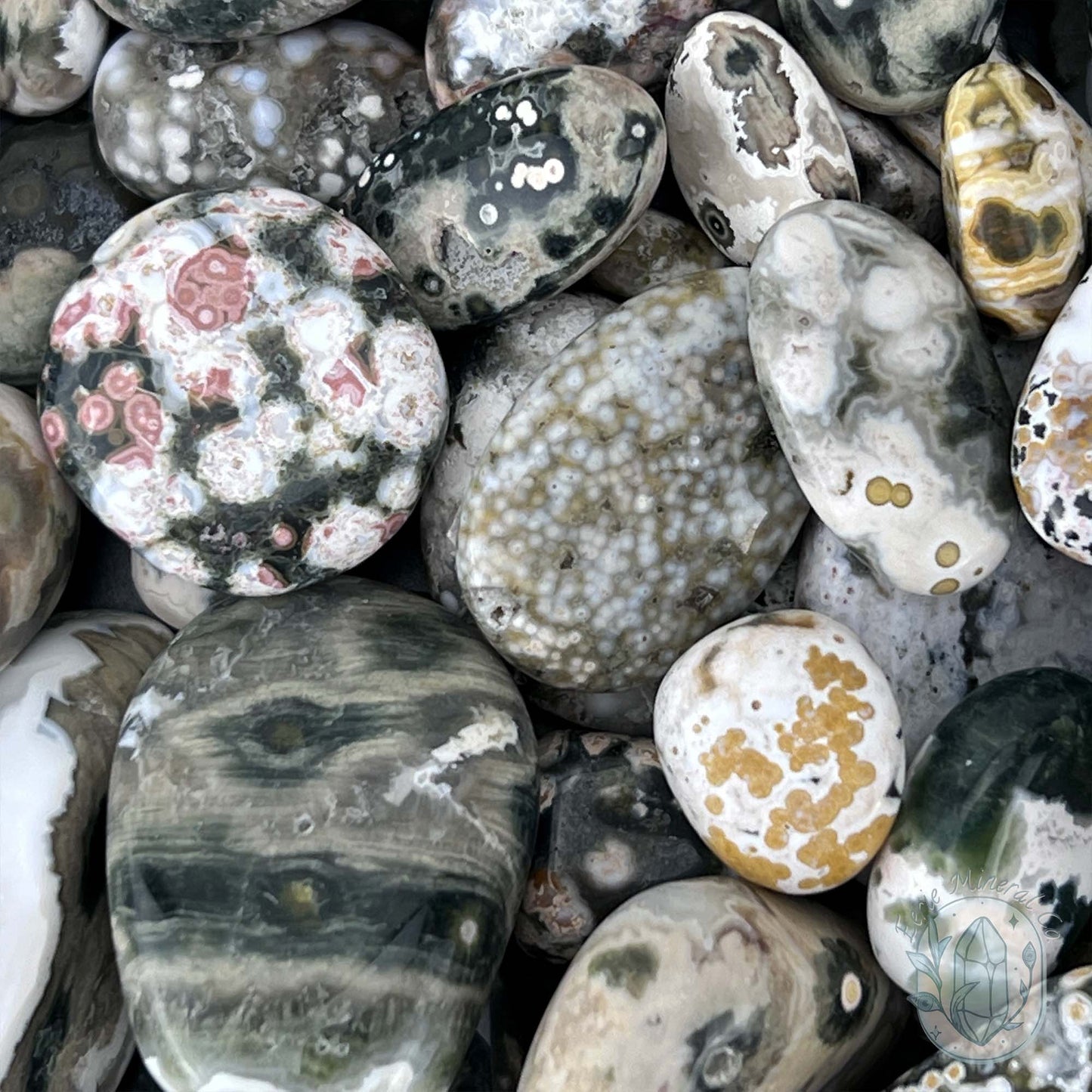 Polished Orbital Ocean Jasper (Mixed Sizes) Tumbles