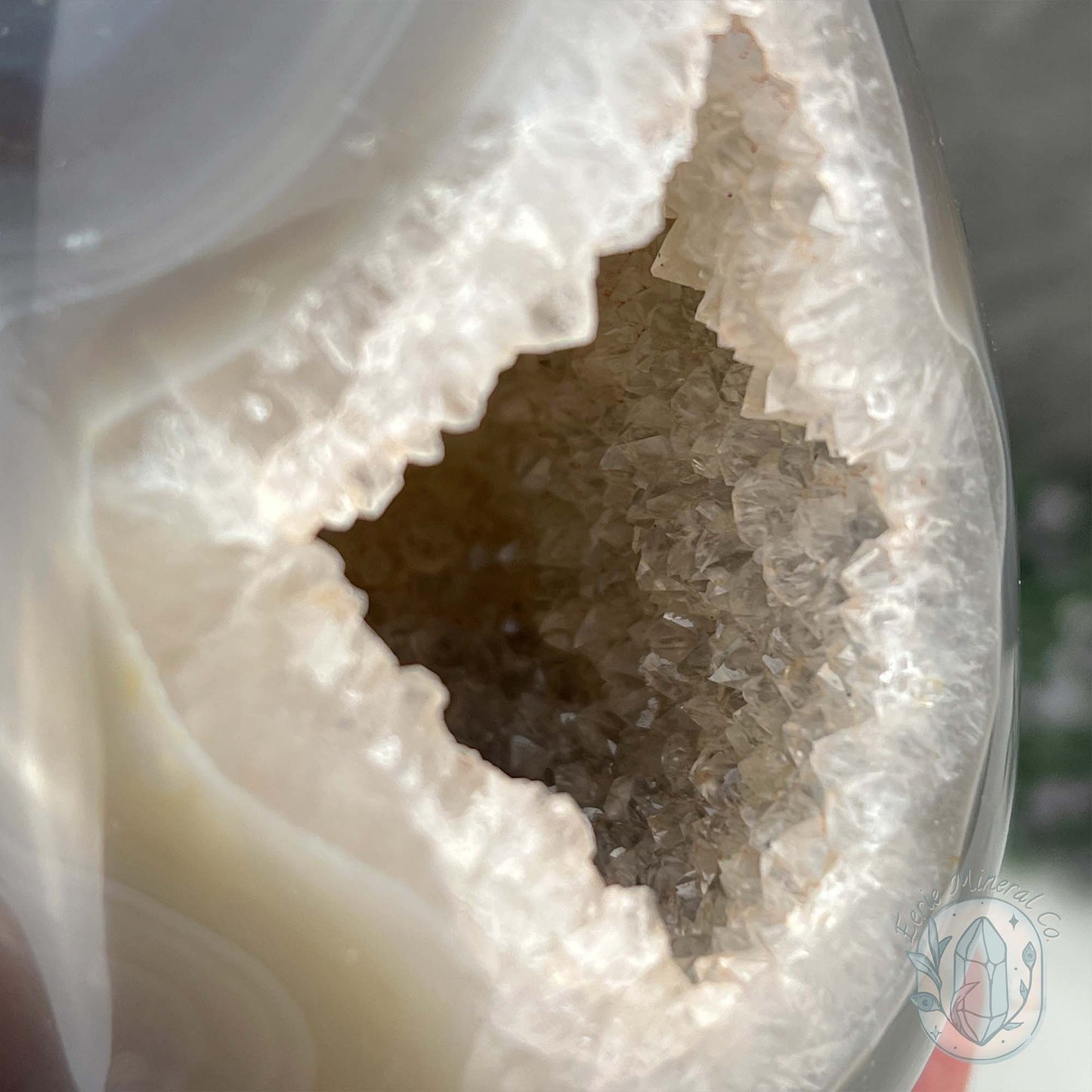Orca Agate with Quartz Geode Egg with Display Stand