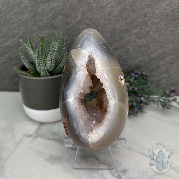 Orca Agate Geode Egg with Display Stand