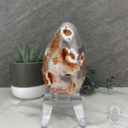 Orca Agate Geode Egg with Display Stand