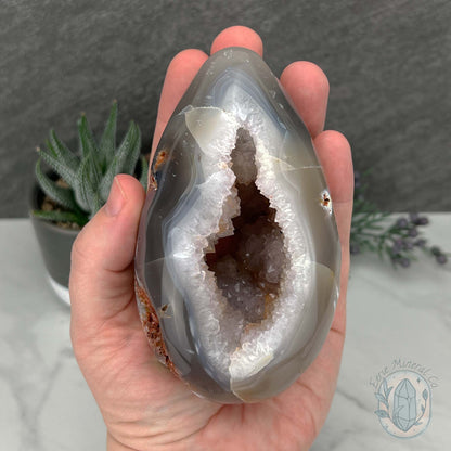 Orca Agate Geode Egg with Display Stand