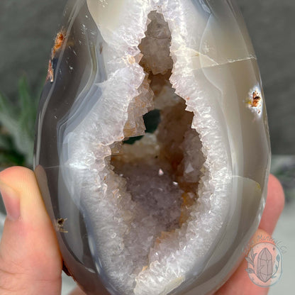 Orca Agate Geode Egg with Display Stand