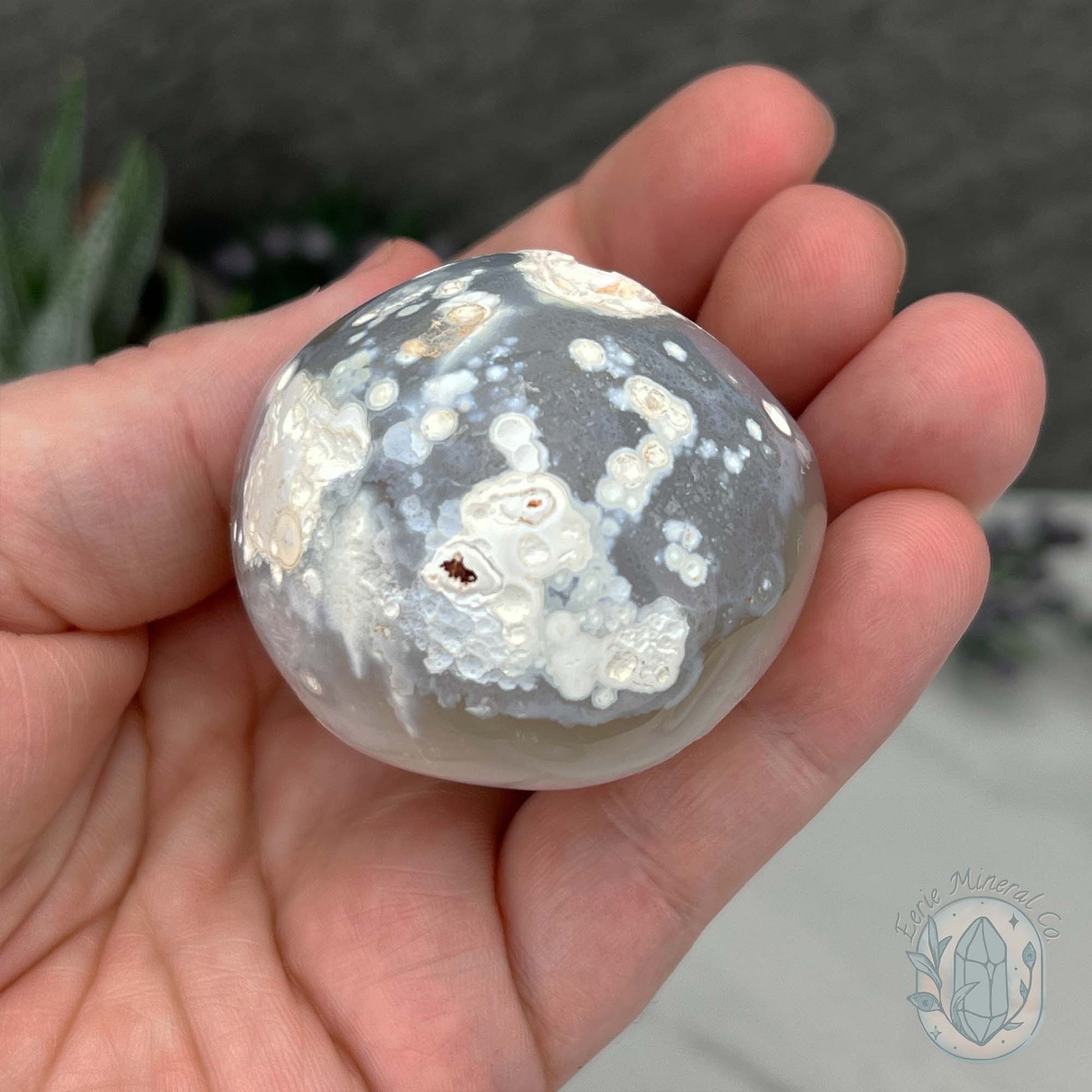 Orca Agate with Quartz Geode Egg with Display Stand