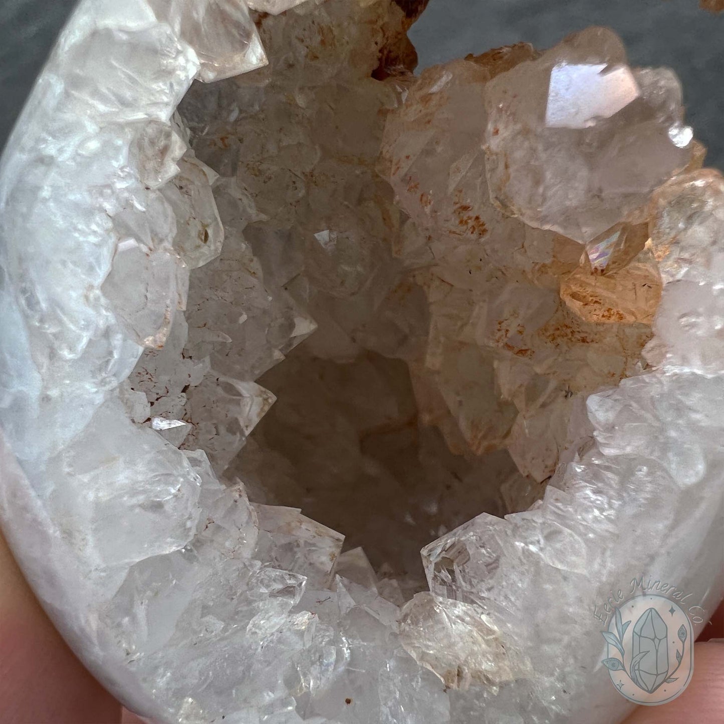 Orca Agate with Quartz Geode Egg with Display Stand