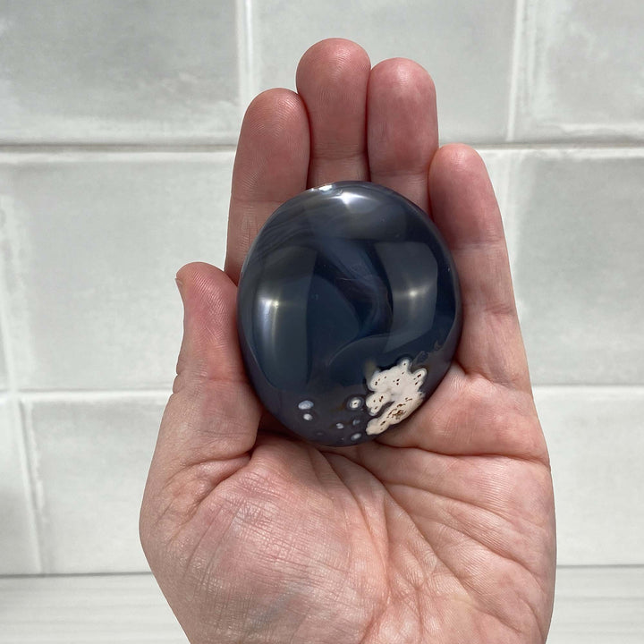 Polished Orca Agate Palmstones