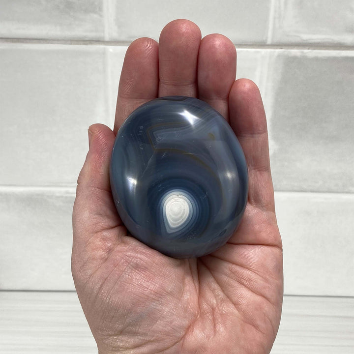 Polished Orca Agate Palmstones