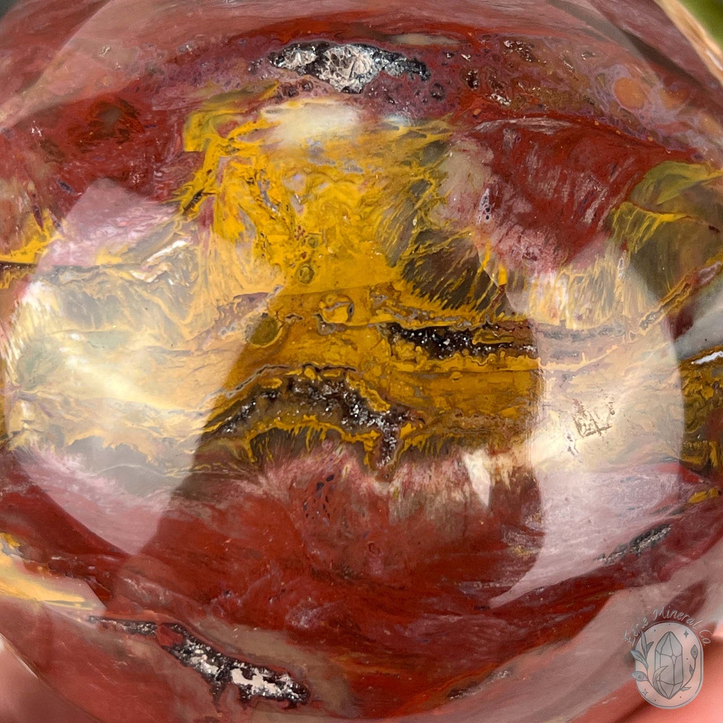 98mm Polished Petrified Fossil Wood Sphere with Druzy Pockets