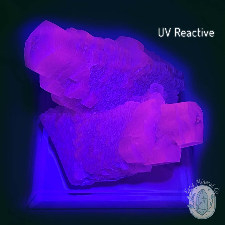 UV Reactive Pink Calcite Specimen with Display Base