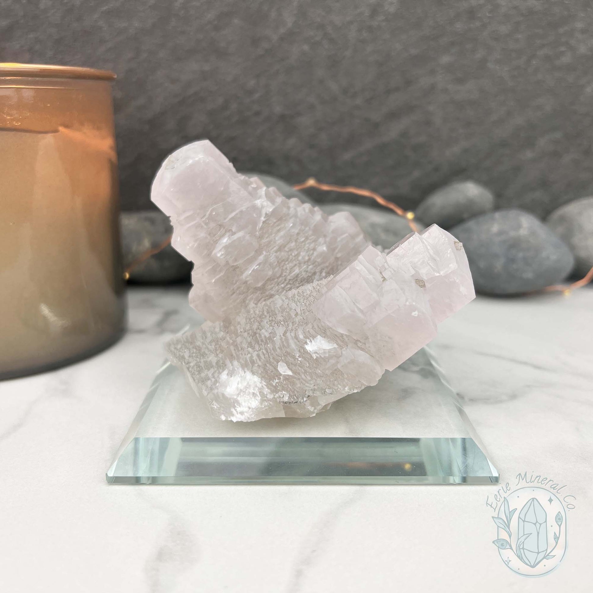 UV Reactive Pink Calcite Specimen with Display Base